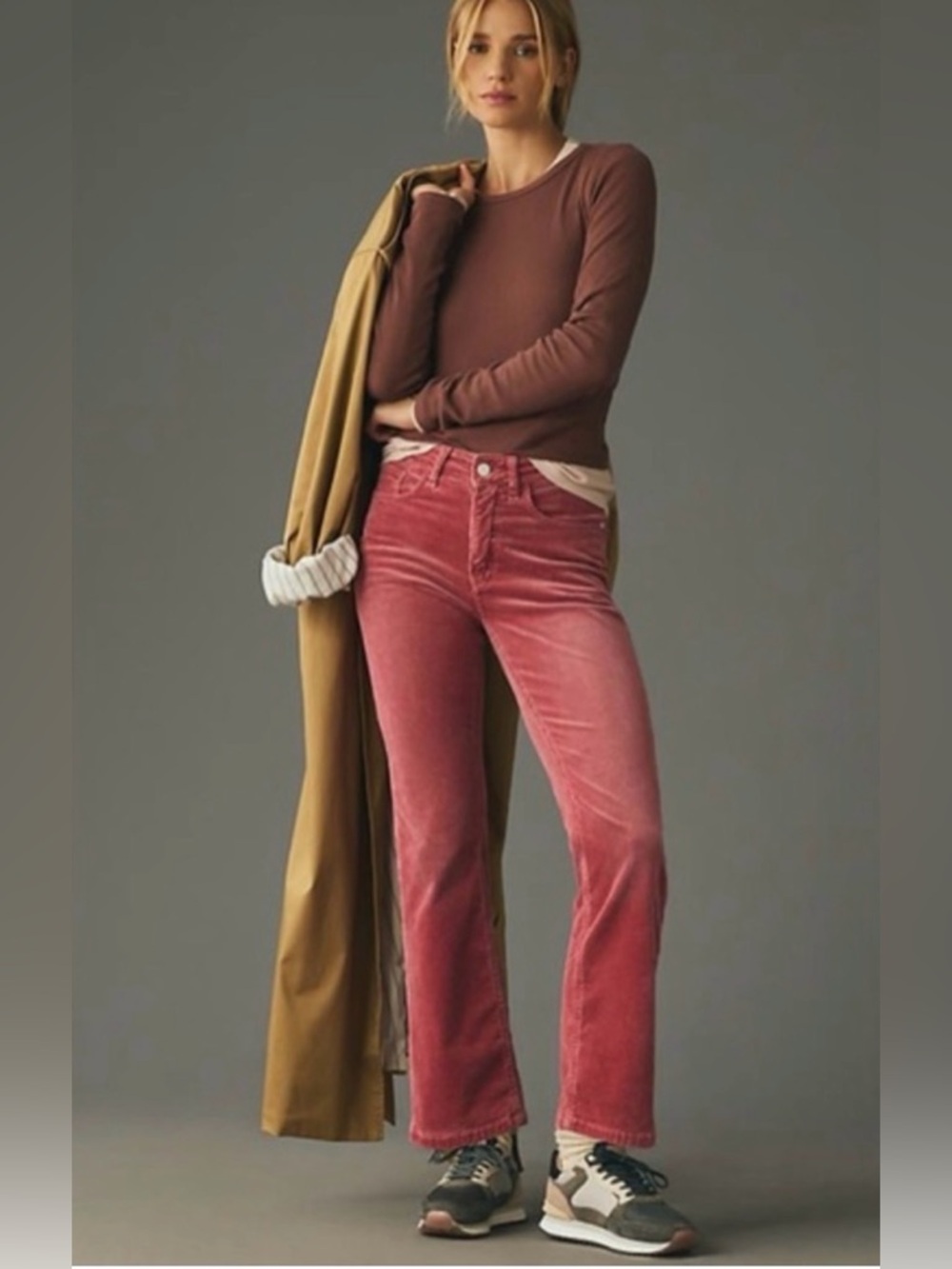 Anthropologie Pilcro The Yaya Mid-rise Corduroy Pink Jeans